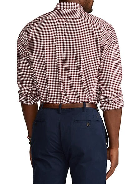 Polo Ralph Lauren Mens Big Tall Check Button Oxford Shirt 3LT 3XLT Red / White Check