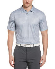 PGA TOUR Men Regular fit Short Sleeve Polo Shirt XL Grey Plaid Stretch