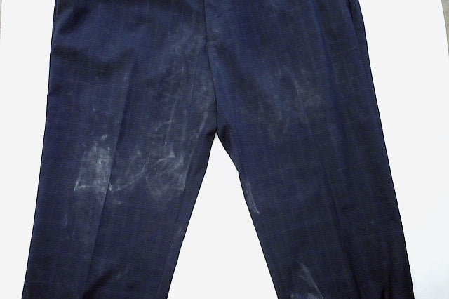 Kenneth Cole Mens Slim fit Dress Pants 36 / 32 Navy Blue Plaid Stretch