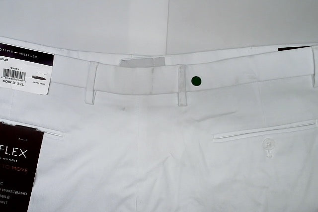 Tommy Hilfiger Mens Modern fit Dress Pants 40 / 32 White Solid Stretch