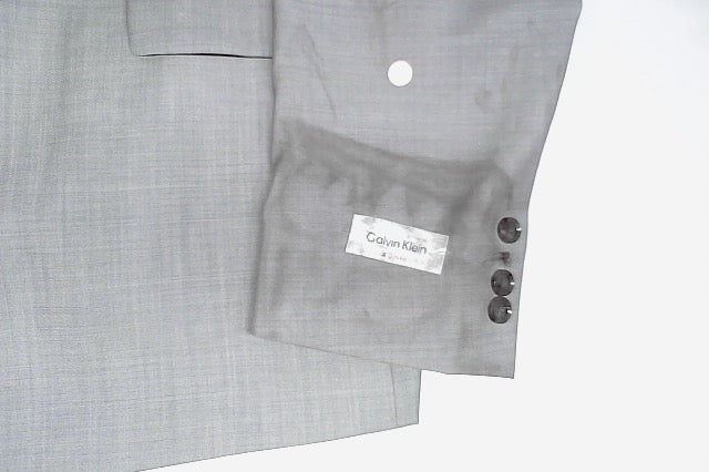 Calvin Klein Mens Slim fit Suit Jacket Blazer 46 L Light Grey Solid Stretch Wool