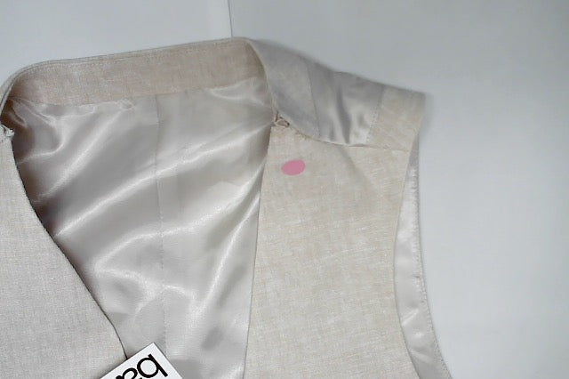 Bar Iii Mens Slim fit Button-Up Vest Medium Beige Solid Stretch Linen Linen