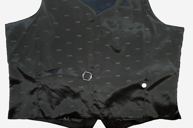 Michael Kors Mens Classic fit Button-Up Vest Medium Black Solid Stretch Wool