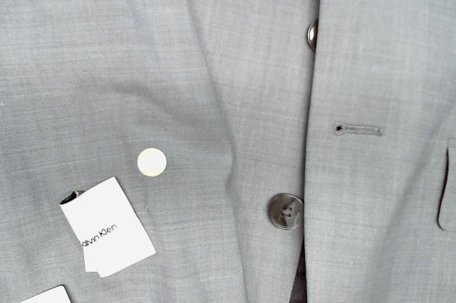 Calvin Klein Mens Slim fit Suit Jacket Blazer 36 S Light Grey Solid Stretch Wool