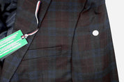 Tommy Hilfiger Mens Modern fit Sport Coat Blazer 42 L Burgundy Red Check