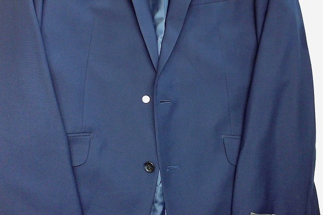 Kenneth Cole Mens Slim fit Suit Jacket Blazer 44 L Navy Blue Solid Stretch