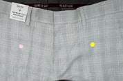 Kenneth Cole Mens Slim fit Dress Pants 32 / 29 Light Grey Check Stretch