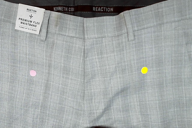 Kenneth Cole Mens Slim fit Dress Pants 32 / 29 Light Grey Check Stretch