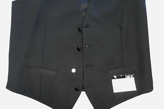 Bar Iii Mens Slim fit Button-Up Vest Medium Black Solid Stretch