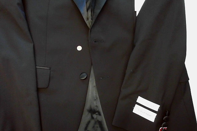 Calvin Klein Mens Slim fit Tuxedo Jacket Blazer 40 S Black Solid Stretch