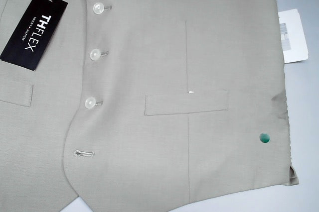 Tommy Hilfiger Mens Modern fit Button-Up Vest Large Beige Solid Stretch