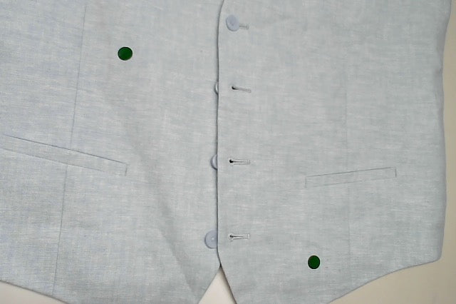 Bar Iii Mens Slim fit Button-Up Vest Medium Light Blue Solid Stretch Linen