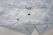 Bar Iii Mens Slim fit Button-Up Vest Medium Light Blue Solid Stretch Linen