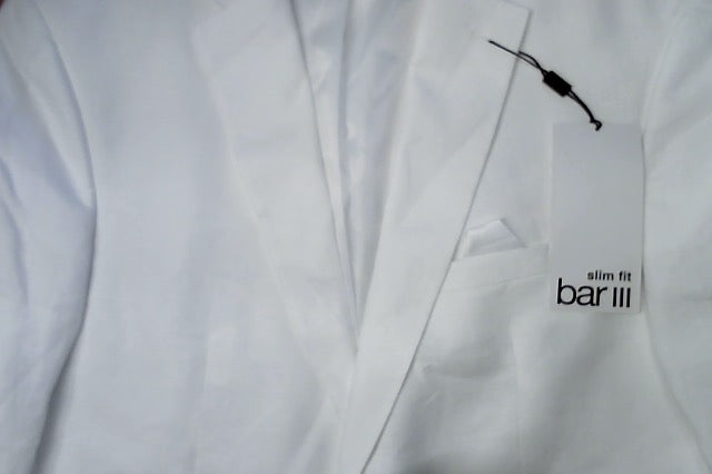 Bar Iii Mens Slim fit Suit Jacket Blazer 44 R White Solid