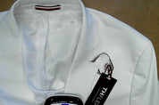 Tommy Hilfiger Mens Modern fit Sport Coat Blazer 42 L White Solid Stretch Linen