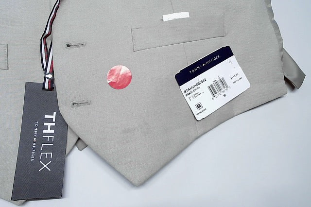 Tommy Hilfiger Mens Modern fit Button-Up Suit Vest Medium Beige Solid Stretch