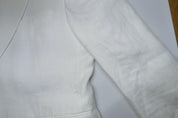 Tayion Mens Classic fit Suit Jacket Blazer 40 S White Herringbone Linen