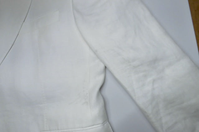 Tayion Mens Classic fit Suit Jacket Blazer 40 S White Herringbone Linen