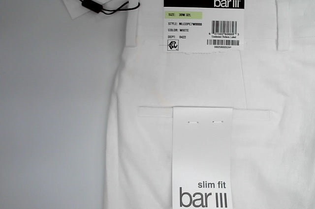Bar Iii Mens Slim fit Dress Pants 30 / 32 White Solid Stretch Linen