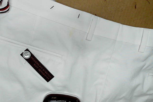 Tommy Hilfiger Mens Modern fit Dress Pants 38 / 30 White Solid Stretch