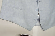 Bar Iii Mens Slim fit Button-Up Suit Vest XL Light Blue Linen Linen