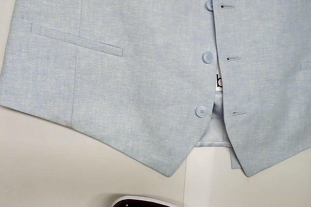 Bar Iii Mens Slim fit Button-Up Suit Vest XL Light Blue Linen Linen