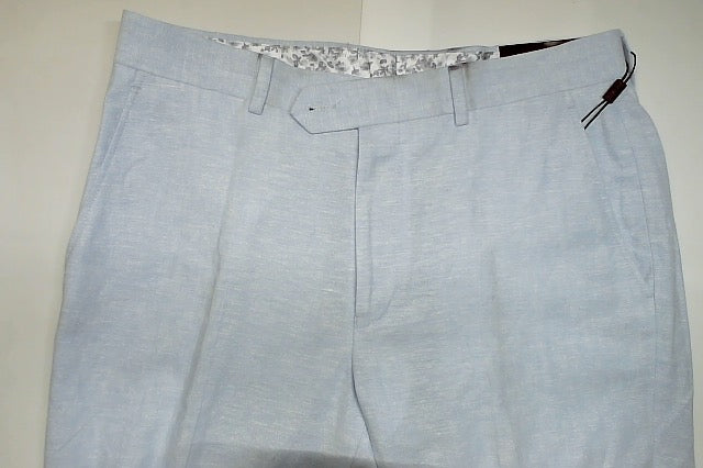 Bar Iii Mens Slim fit Dress Pants 32 / 32 Light Blue Solid Stretch Linen
