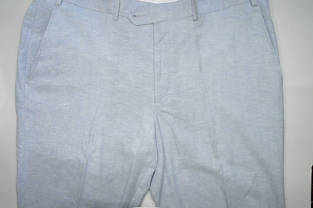 Bar Iii Mens Slim fit Dress Pants 38 / 30 Light Blue Solid Stretch Linen