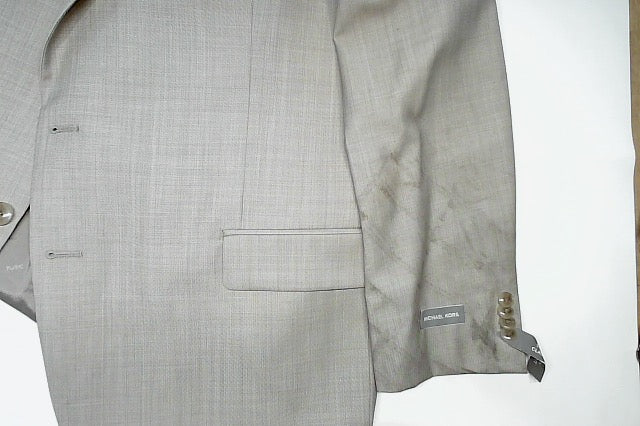 Michael Kors Mens Classic fit Suit Jacket Blazer 48 R Beige Solid Wool