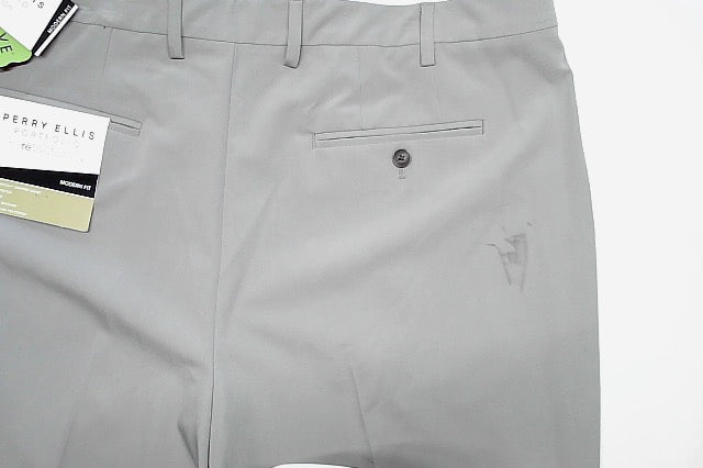 Perry Ellis Mens Modern fit Dress Pants 40 / 32 Light Grey Solid Stretch