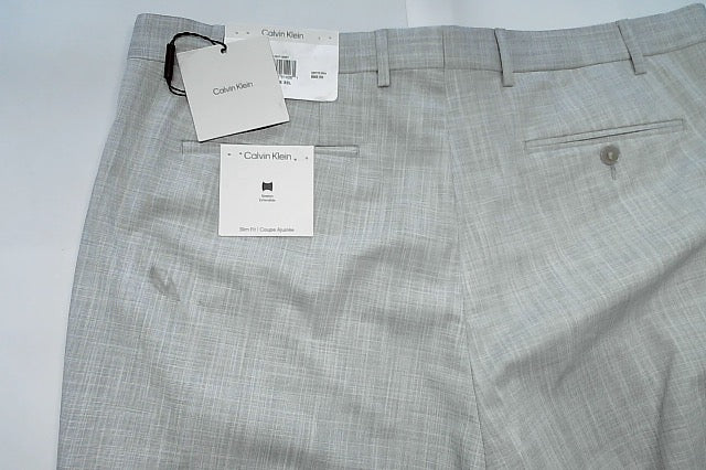 Calvin Klein Mens Slim fit Dress Pants 38 / 32 Light Grey Solid