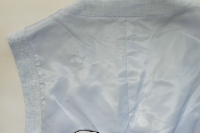 Bar Iii Mens Slim fit Button-Up Suit Vest XL Light Blue Solid Linen Linen