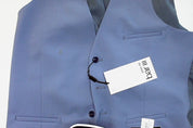 Bar Iii Mens Slim fit Button-Up Suit Vest Medium Blue Solid Wool
