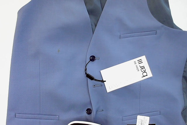 Bar Iii Mens Slim fit Button-Up Suit Vest Medium Blue Solid Wool