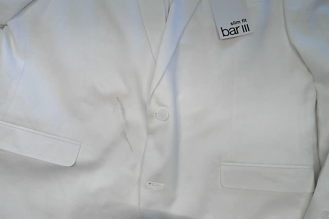 Bar Iii Mens Slim fit Suit Jacket Blazer 46 R White Solid Linen