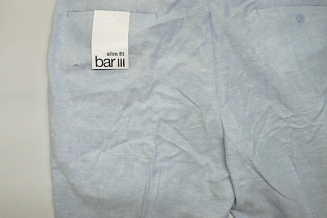 Bar Iii Mens Slim fit Dress Pants 36 / 30 Light Blue Solid Stretch Linen