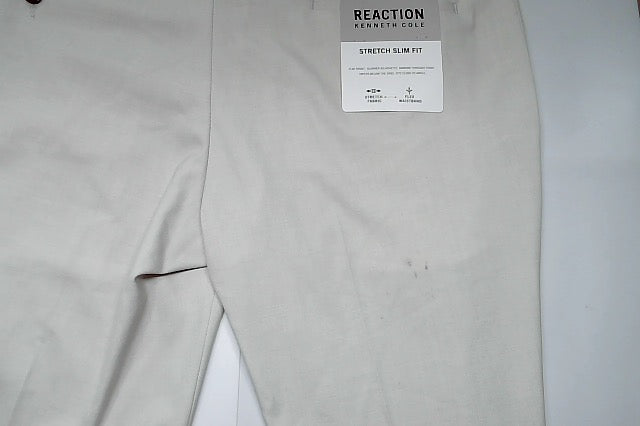 Kenneth Cole Mens Slim fit Dress Pants 38 / 30 Beige Solid Stretch