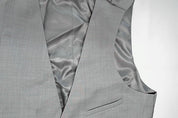 Bar Iii Mens Slim fit Button-Up Suit Vest Small Light Grey Solid Wool