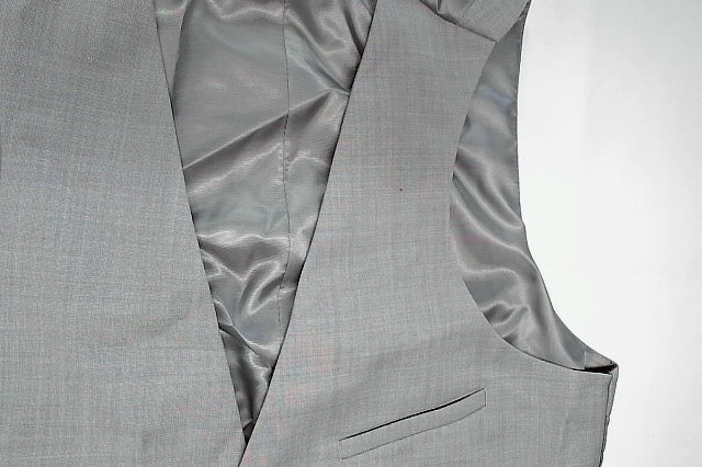 Bar Iii Mens Slim fit Button-Up Suit Vest Small Light Grey Solid Wool