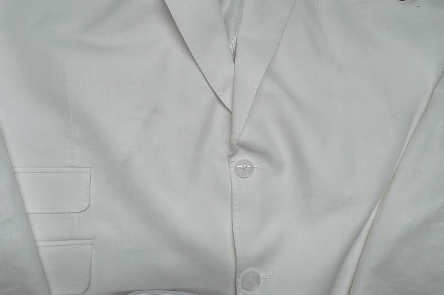 Tayion Mens Classic fit Suit Jacket Blazer 50 R White Herringbone Linen