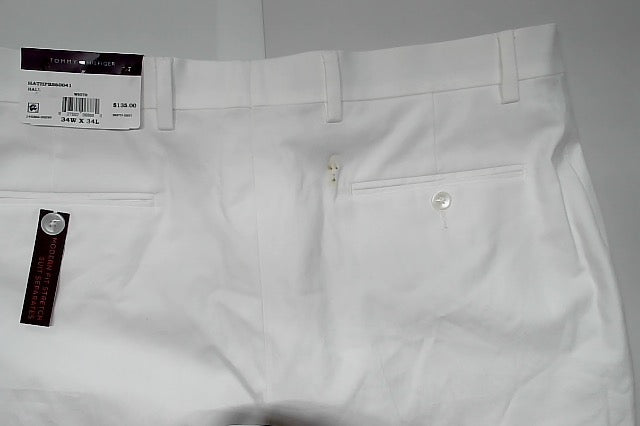 Tommy Hilfiger Mens Modern fit Dress Pants 34 / 34 White Solid Stretch