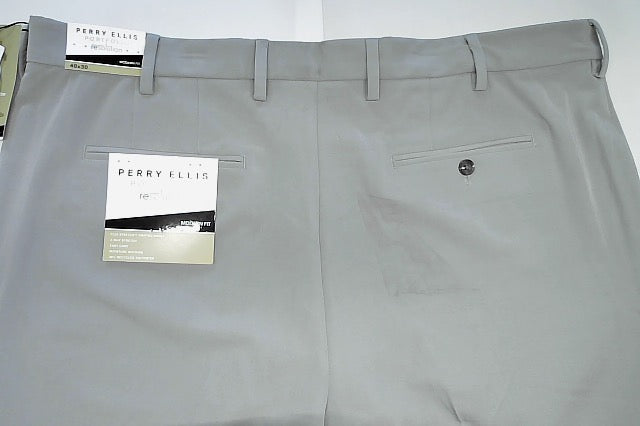 Perry Ellis Mens Modern fit Dress Pants 40 / 30 Light Grey Solid Stretch