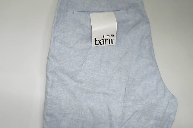 Bar Iii Mens Slim fit Dress Pants 30 / 30 Light Blue Solid Stretch Linen