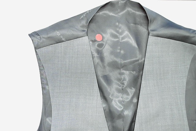 Calvin Klein Mens Slim fit Button-Up Vest Small Grey Solid Stretch Wool