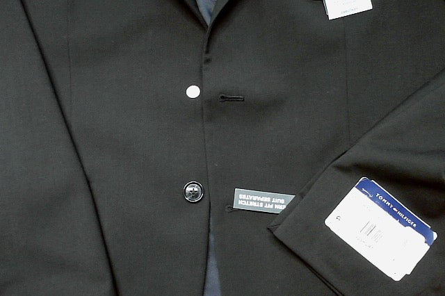 Tommy Hilfiger Mens Modern fit Suit Jacket Blazer 42 S Black Solid Stretch Wool