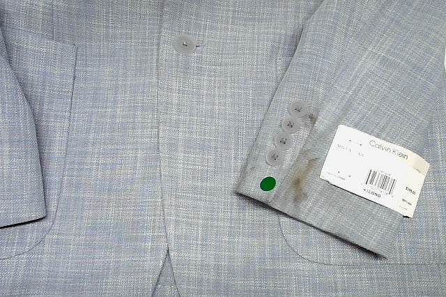 Calvin Klein Mens Slim fit Sport Coat Blazer 41 L Light Blue Solid Stretch