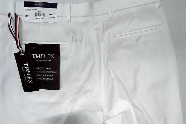 Tommy Hilfiger Mens Modern fit Dress Pants 33 / 30 White Solid Stretch
