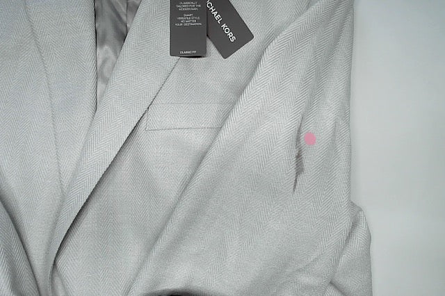 Michael Kors Mens Classic fit Sport Coat Blazer 48 R Light Grey Herringbone