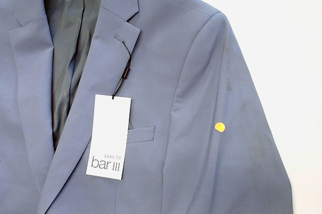 Bar Iii Mens Slim fit Suit Jacket Blazer 44 R Steel Blue Solid Stretch