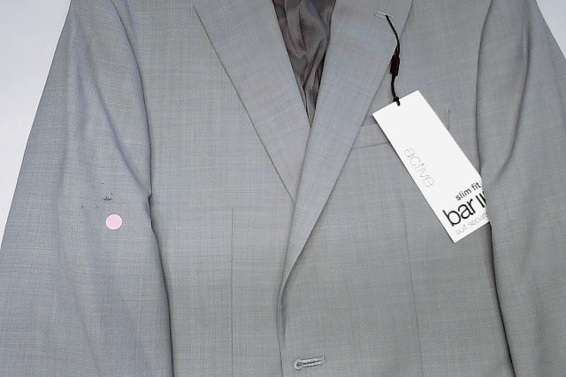 Bar Iii Mens Slim fit Suit Jacket Blazer 38 S Light Grey Solid Stretch